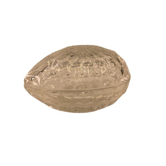 VTG Clear Lead Crystal Egg Oval Trinket Dresser Jewelry Candy Ring Box - Picture 3 of 5